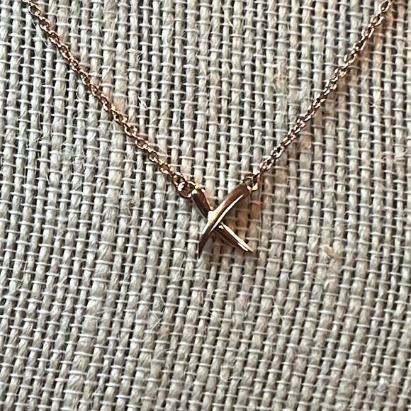 Crossover Necklace, Vermeil Rose Gold Over Sterling Silver x Necklace 18” - Picture 5 of 10